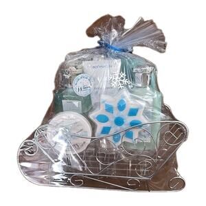 VTG Body Nature Christmas Body & Bath Winter Crystal Wire Basket Gift Bath Set